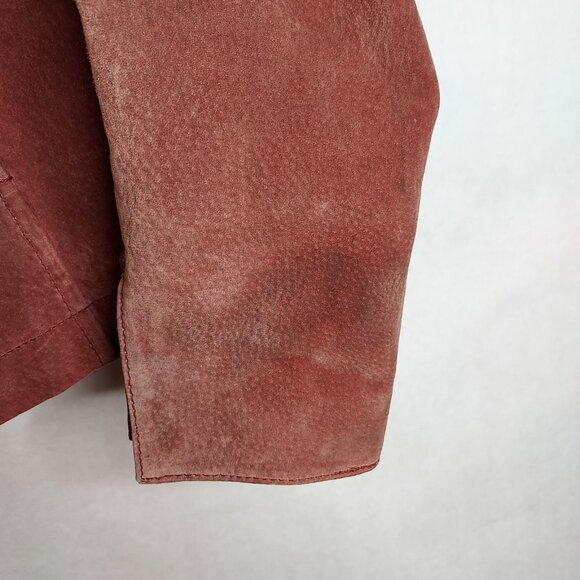 Live a Little Suede Leather Jacket Women's M Rose Pink Snap Front Lined Y2K VTG - Picture 16 of 16